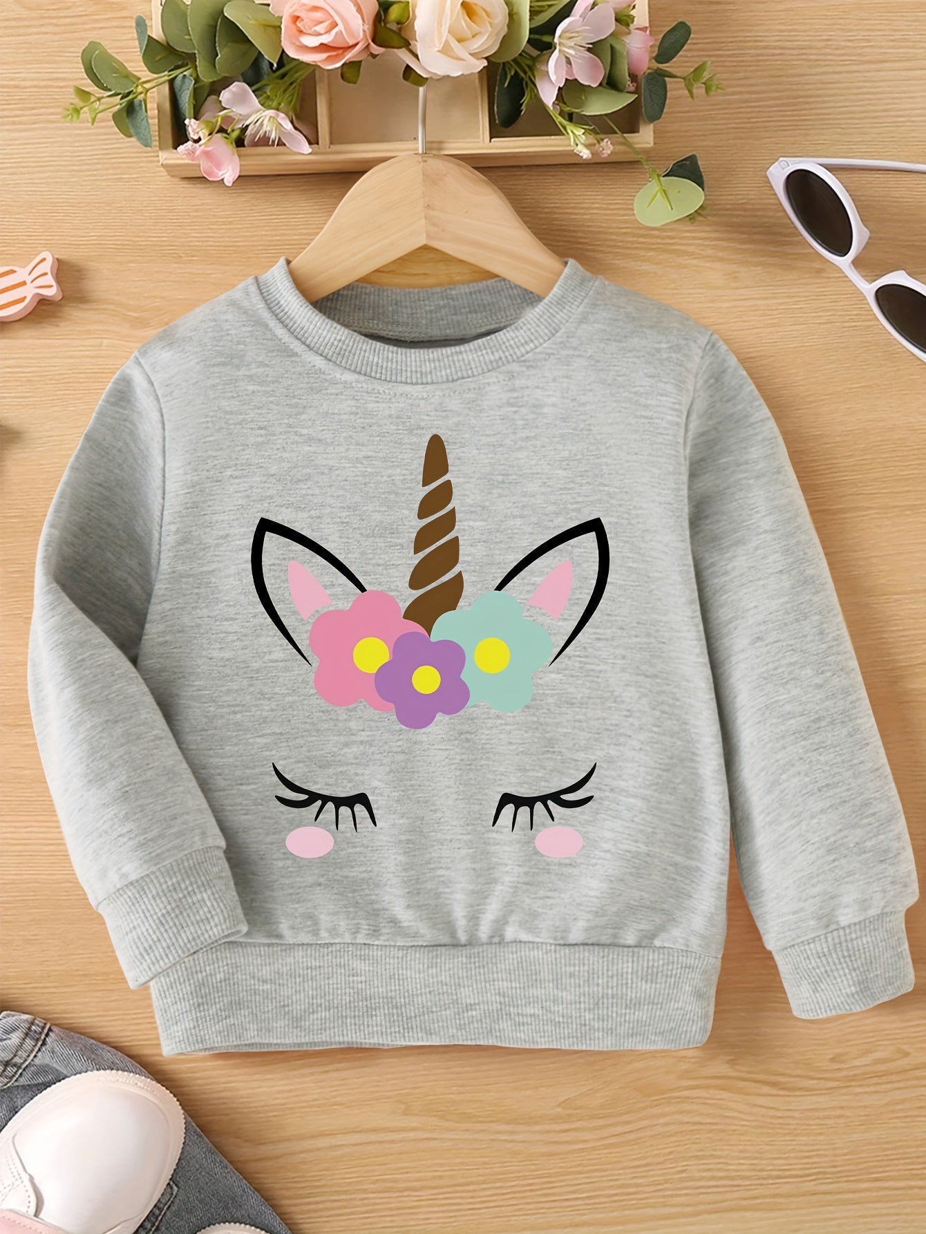 Lara - Meisjes Sweatshirt met Eenhoornprint en Ronde Hals