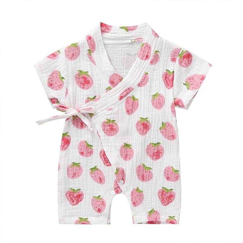 Korte Mouw Baby Kimono Romper