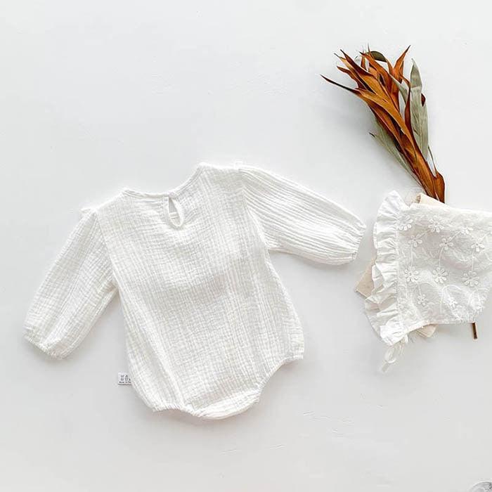 Witte Rimpel Romper & Muts Set